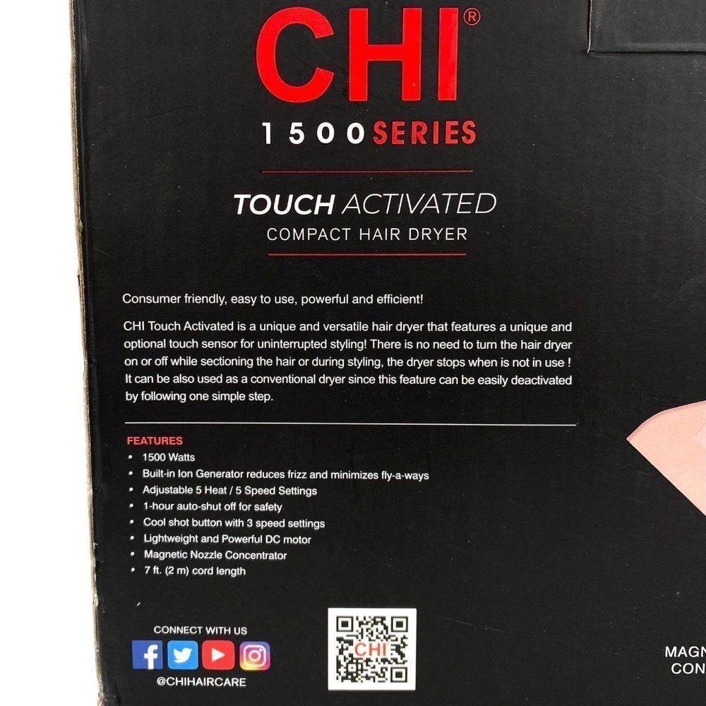 Chi 1500 Series Touch Activated Hair Dryer Pink - Picture 2 of 8
